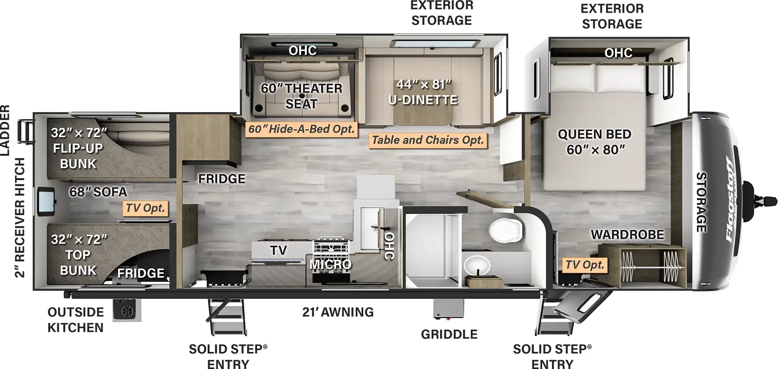 Flagstaff Super Lite Travel Trailers 29BHS Floorplan